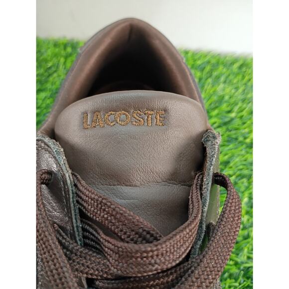 Lacoste Dreyfus Boat Shoe Chocolate Brown Leather Men\'s Size 10